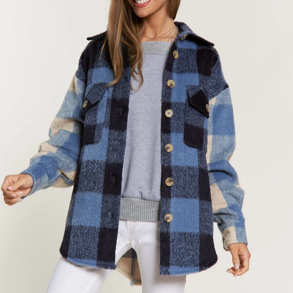 new LIMITED EDITION DAVI N DANI plaid shacket shirt jacket SM-3X western shabby - Picture 1 of 10